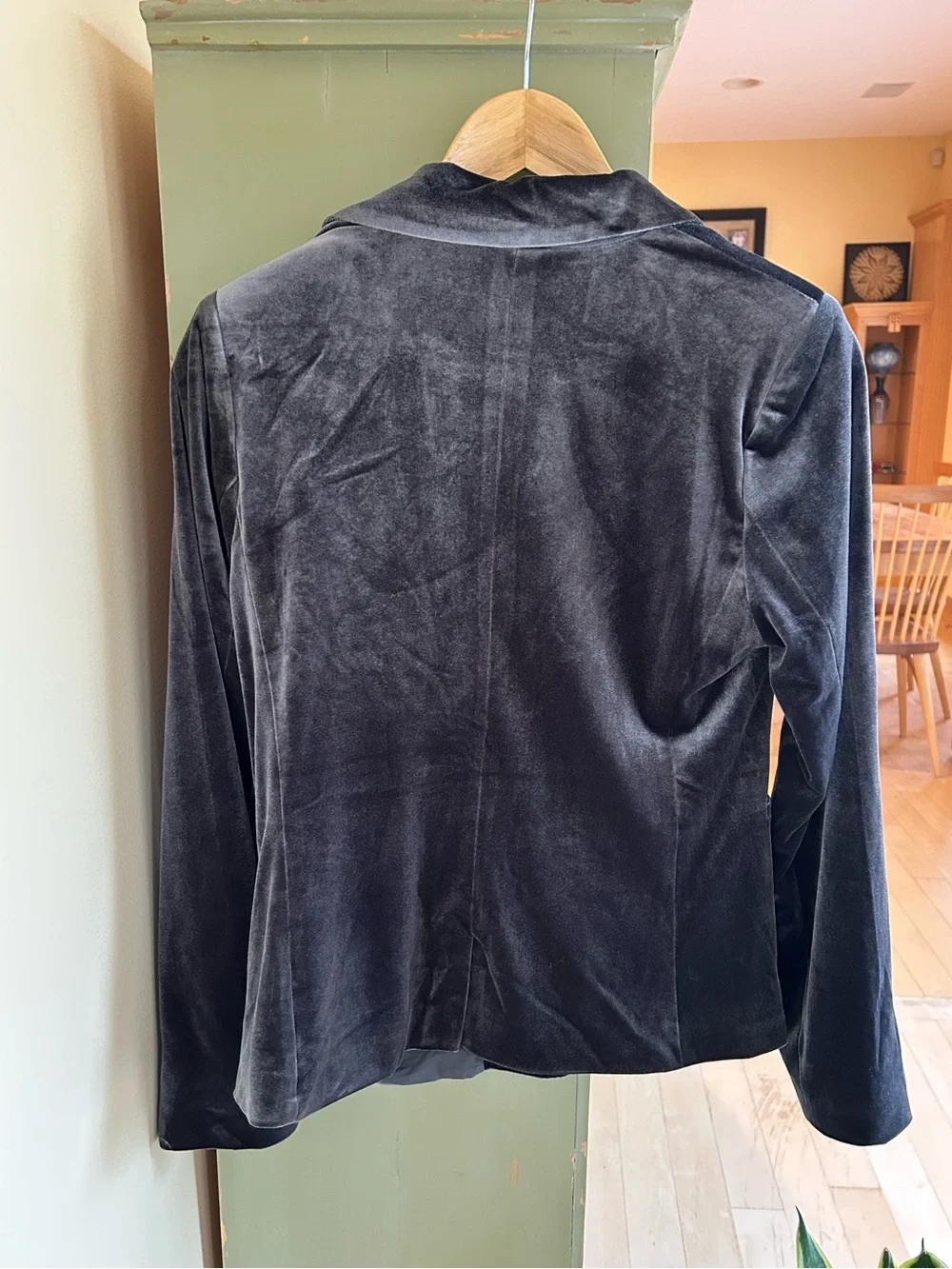 Molly Bracken Velvet Woven Jacket Blazer Gray Size Medium NWT